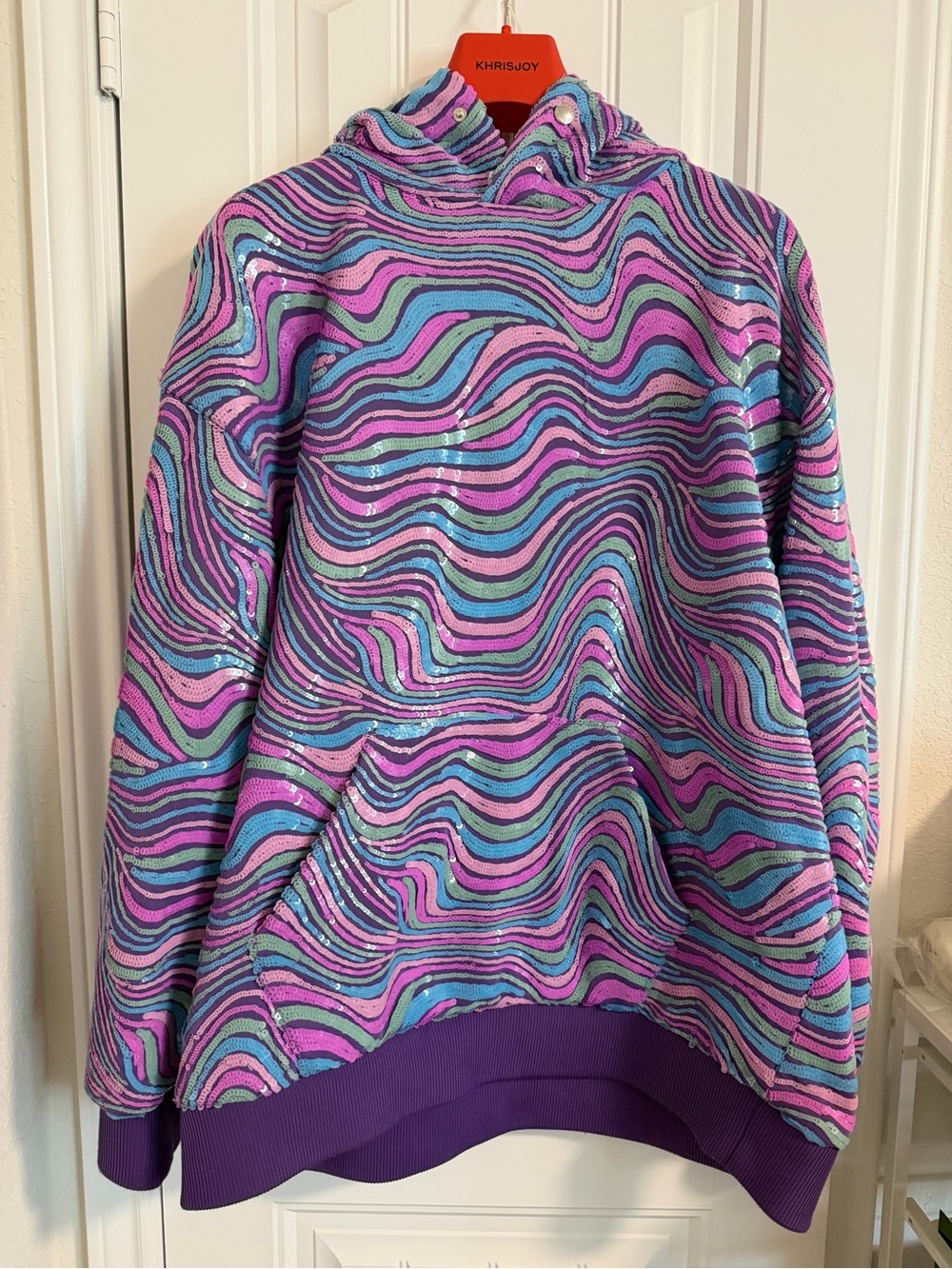 Khrisjoy Wave Paillettes Sequin Hoodie - size medium (01) - $1400 Retail